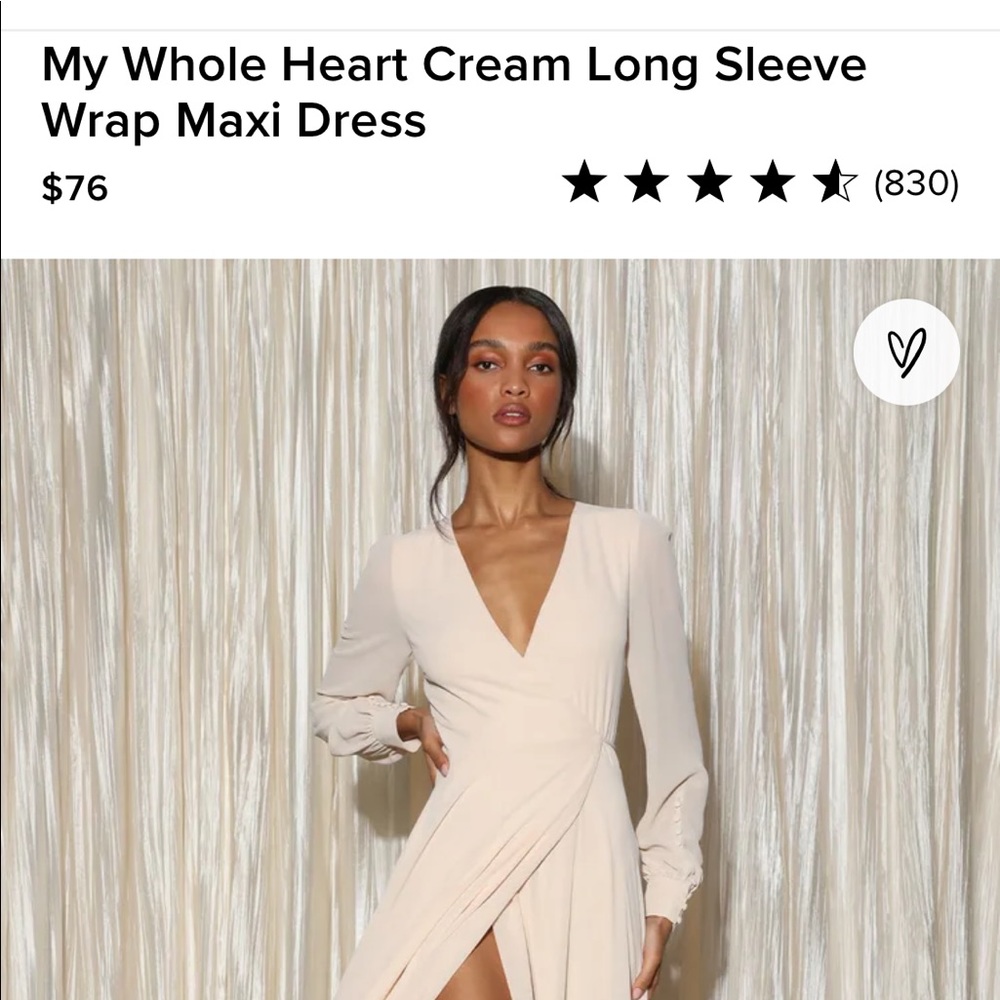 Lulu’s My Whole Heart Long Sleeve Wrap Maxi Dress- Cream